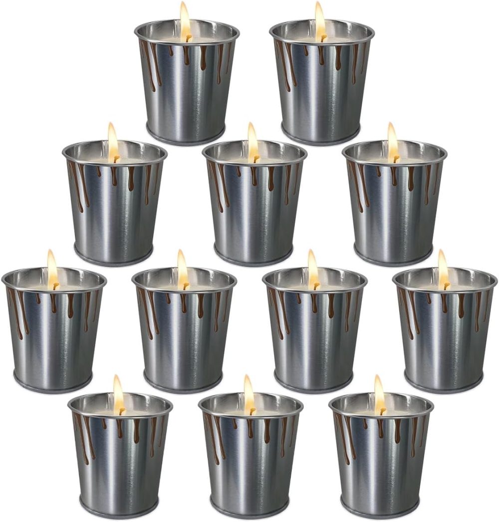 Summer Outdoor citronella Candles Made of Pure Lemongrass Essential Oil and Natural Soy Wax, Long-Lasting Burning, Indoor Bedroom, Kitchen, Garden, Terrace, Balcony, Camping (12 Packs)