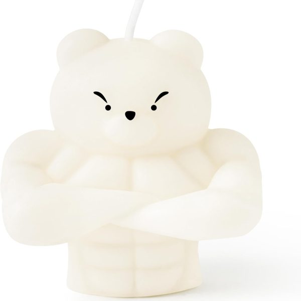 Muscle Bear Scented Candle Gift Cool Shaped Aesthetic Candles Pine Fragrance Natural Soy Wax Aromatherapy Handmade Candle Table Art Decorative Sculpture for Modern Home Bedroom Bathroom Room