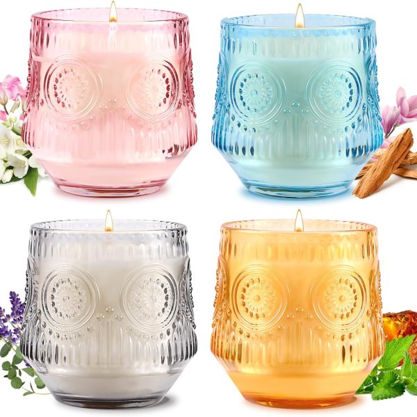 4 Pack Scented Candles for Home | Mother's Day Gifts Candle Set Gift, Soy Candles for Home Scented, Candle Gifts for Women | Jasmine Lily,Lavender Eucalyptus,Sandalwood,Patchouli