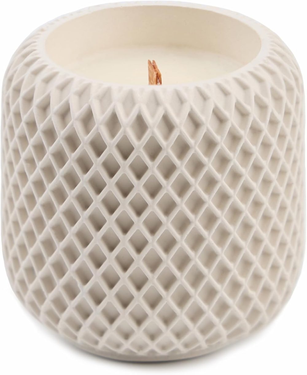 Scented Candles - Luxury Concrete Jar Candle for Home Scented, Soy Wax Candle - Relaxation Gift for Women, Premium Room Décor, Non-Toxic, Great Idea for Gifts (White Dune)