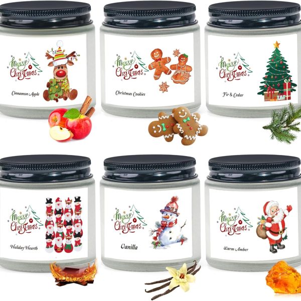 Christmas Candles Scented Candles for Home, 6 Pack Soy Candles Set, 21 oz Jar Candles, Perfect Christmas Gifts for Women/Coworker/Girlfriend/Friends
