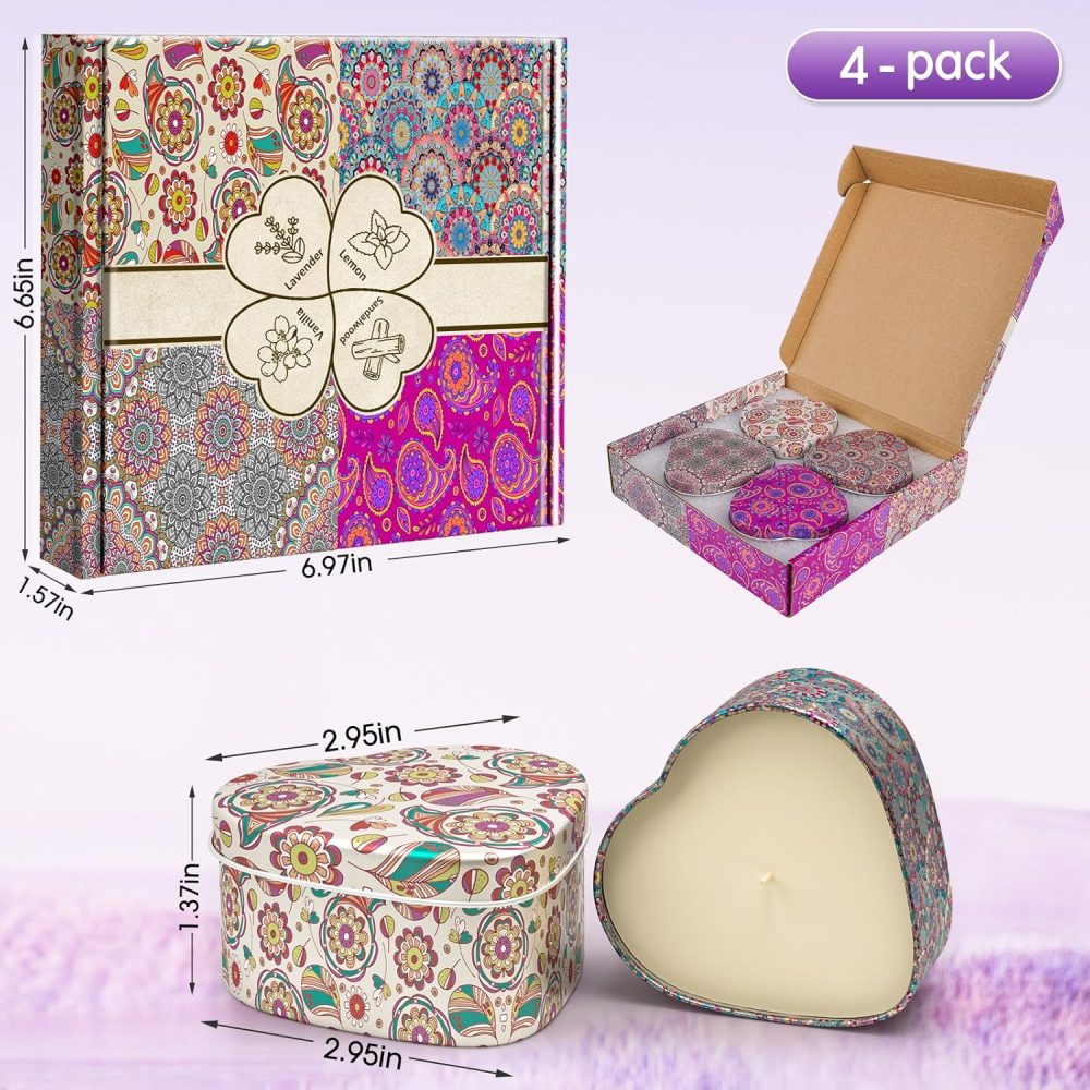 Scented Candles, 4 Pack - 4 Different Scents, Natural Soy Candles for Home for Women - Image 2