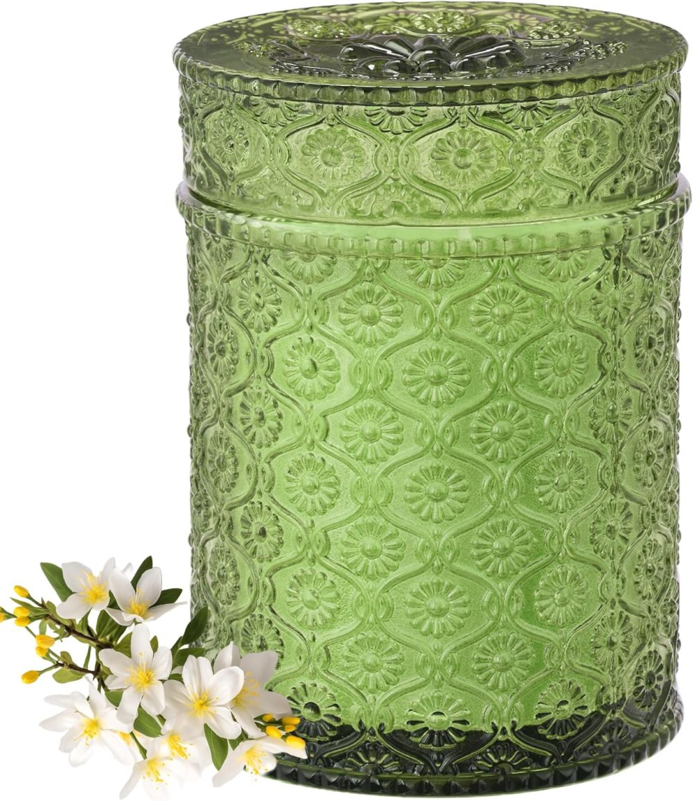 Scented Candle, 15.87oz White Jasmine Fall Candles for Home Scented,Soy Candles,Large Candle Gifts for Men&Women, Long Burning Glass Jar Candle