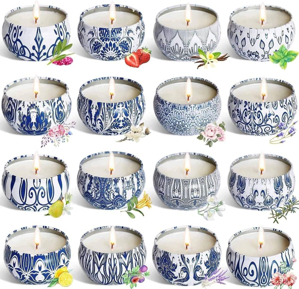 Scented Candles Gifts Set 16 Pack Soy Wax Travel Tin Jar Candles for Home 2.5 OZ Scented Candles for Mom for Christmas, Birthday, Thanksgiving, Mother's Day