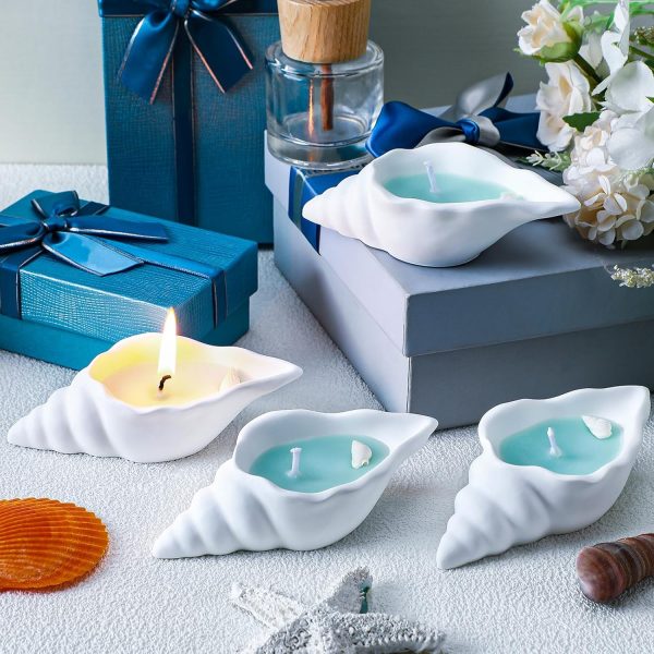 4 Pcs Seashell Beach Candles Handmade Natural Scented Tortoise Seashell Candles Gift for Wedding Birthday Bridal Shower Home Table Centerpiece Decor Favor